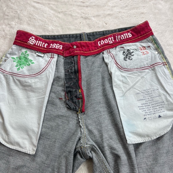 COOGI VINTAGE  Gray Jeans with Green and Yellow Detalla - Picture 10 of 11